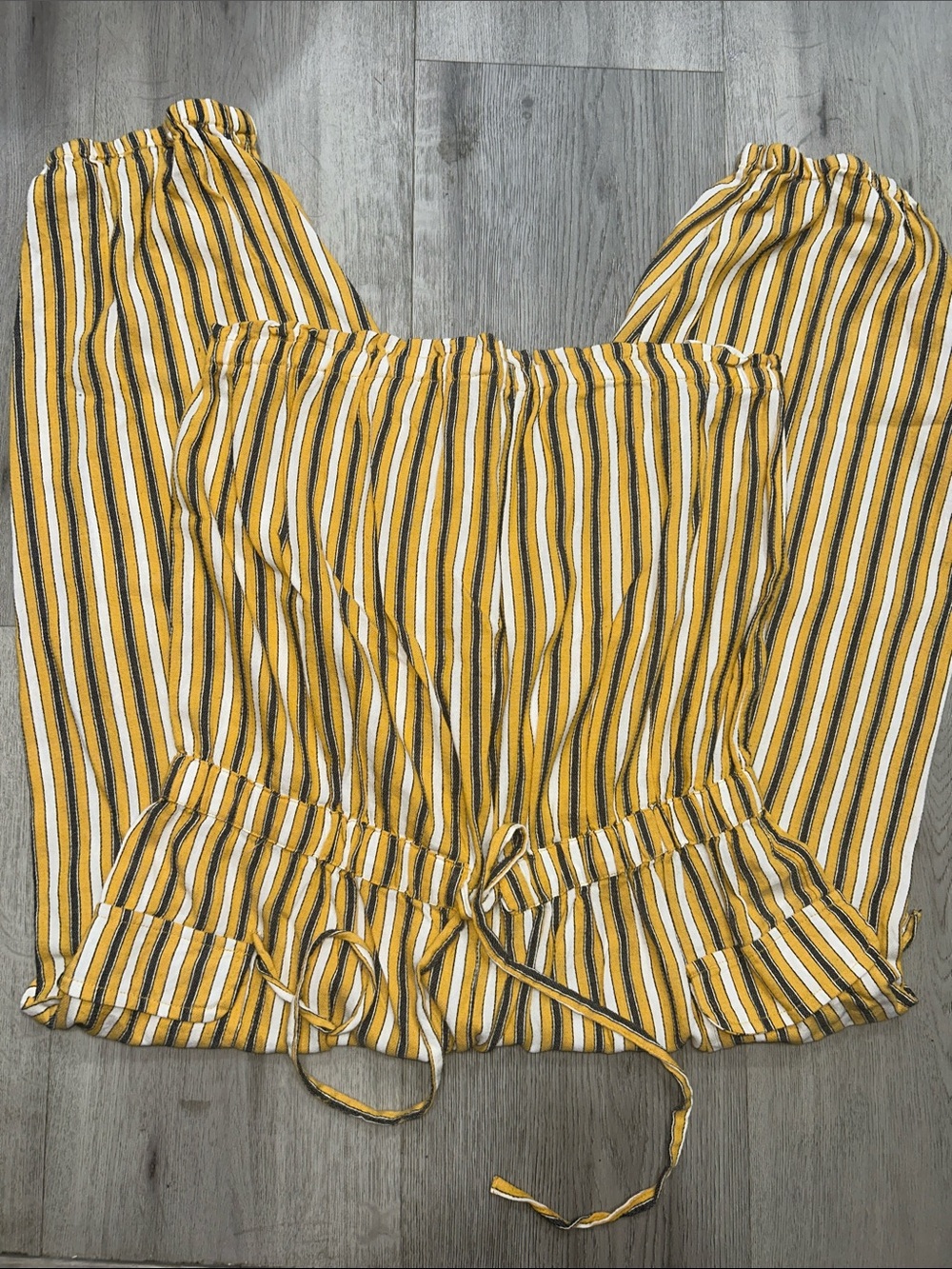 Thread Story Yellow Striped Sleeveless Tube Top One Piece Outfit NWOT Large - Picture 1 of 10